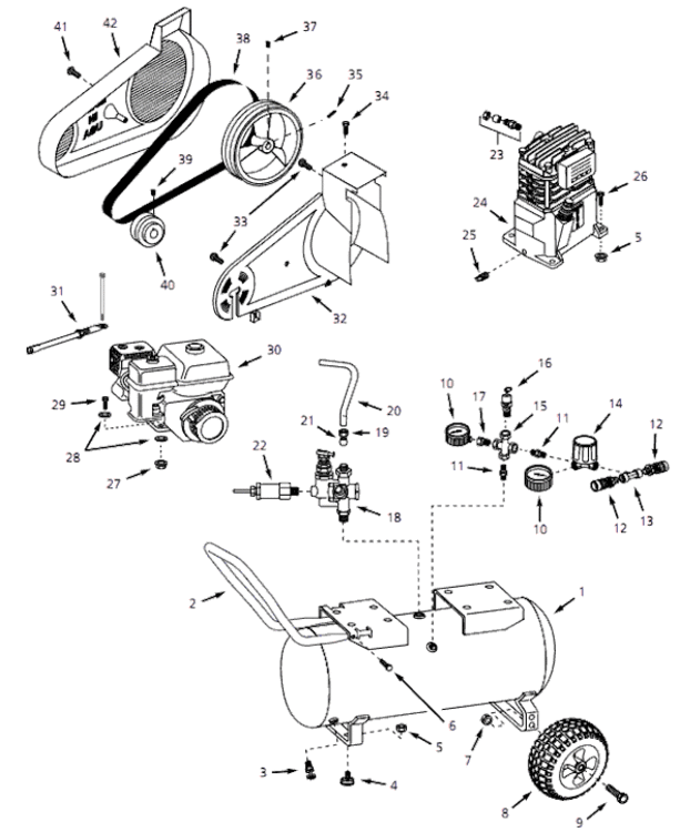 Page A Diagram and Parts List for VT630200 1998 Campbell Hausfeld Compressor
